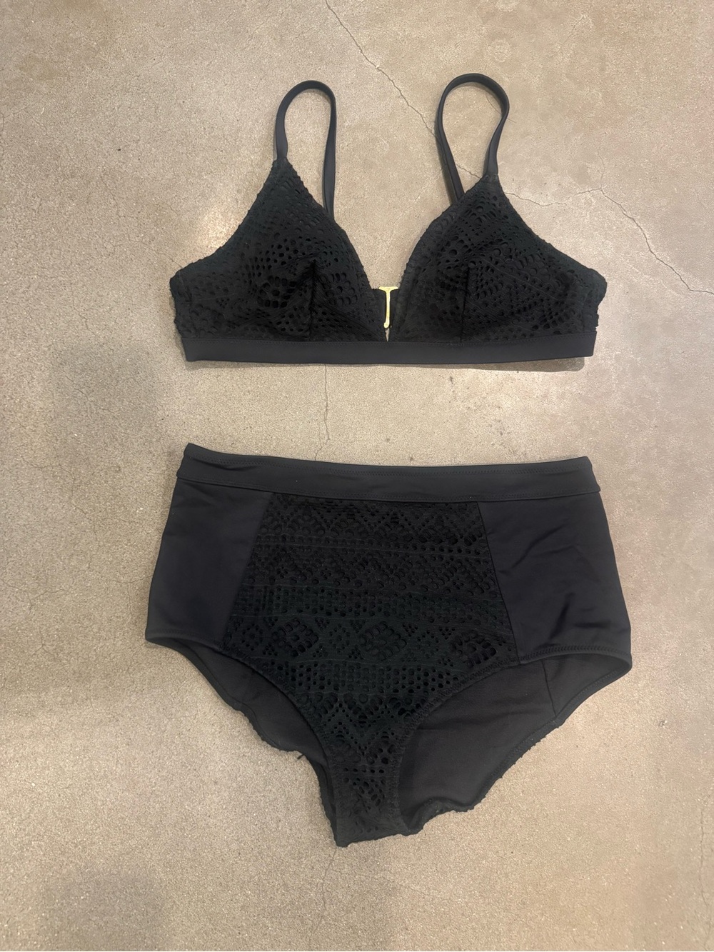 Black Crochet High Waist bikini